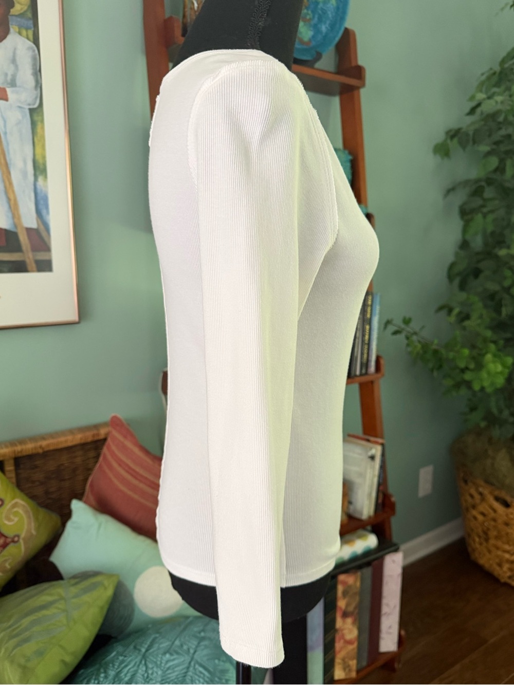 We The Free White Boatneck 3/4 Sleeve Ribbed Top - Picture 3 of 10